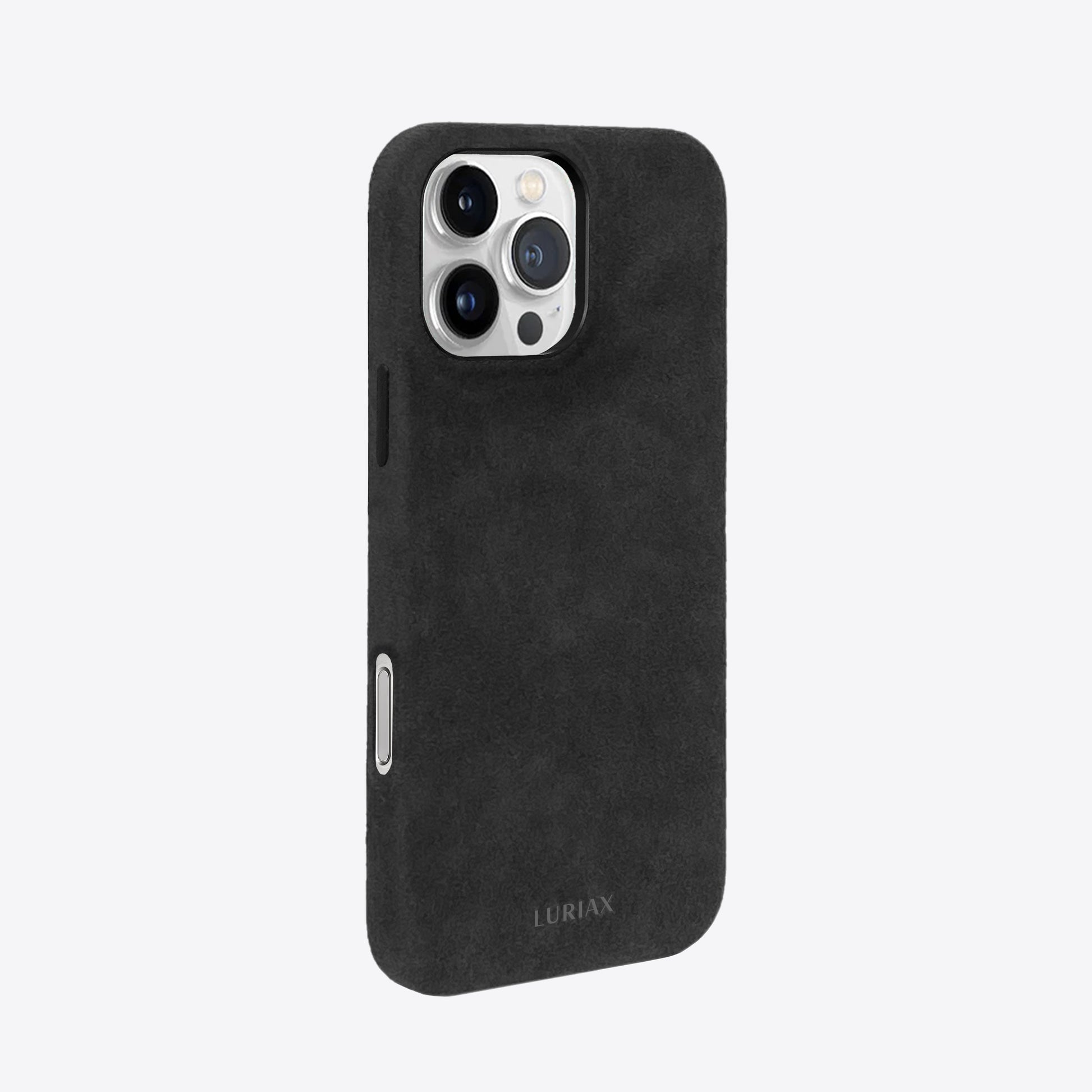 The Classic iPhone Case V2 - Charcoal Black - Luriax Alcantara Suede Leather Fabric