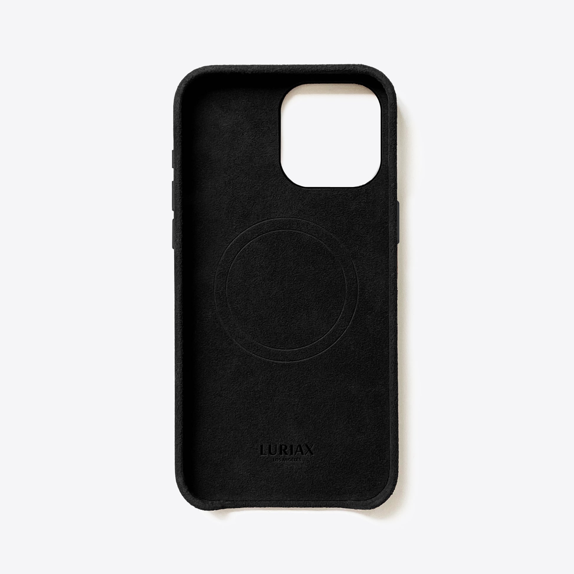 Alcantara Suede Leather iPhone 16 Pro Max Case inside - The Classic iPhone Case V2 - Pure Black - Luriax