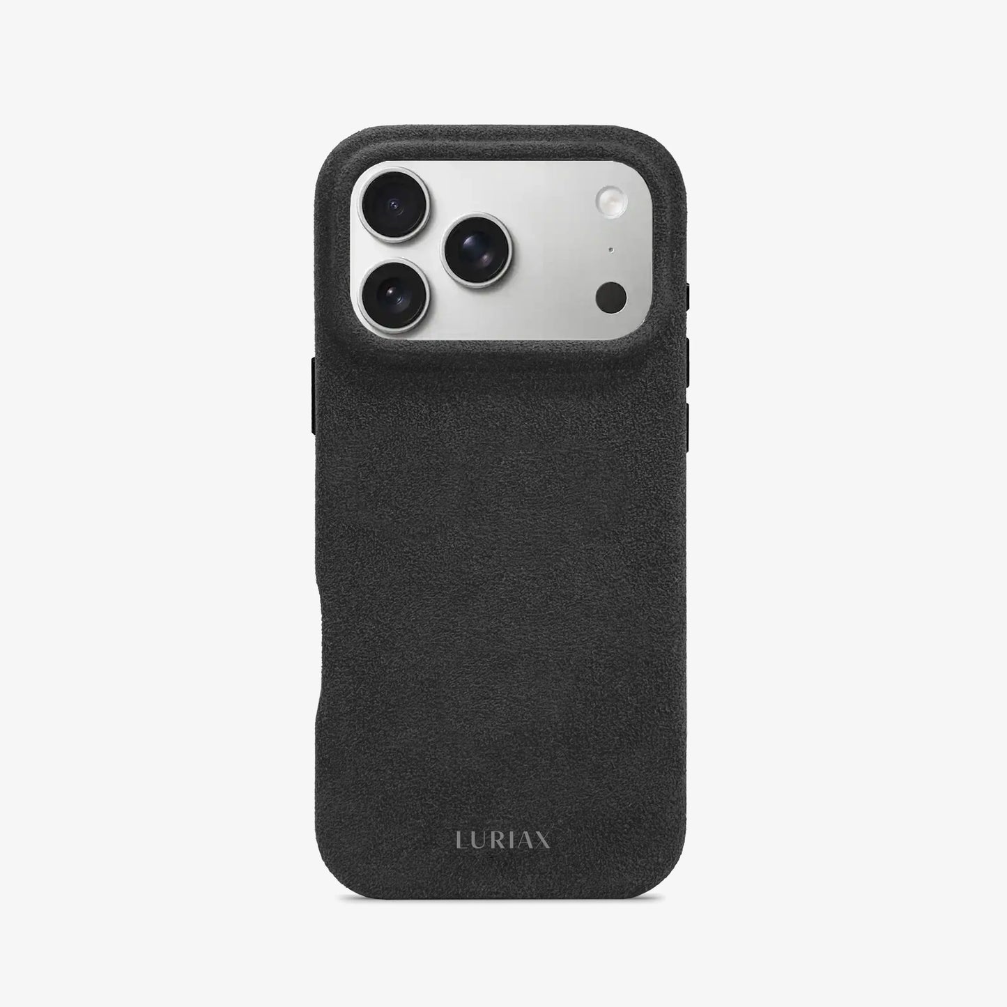 Luriax Signature Alcantara Suede iPhone 17 Pro Max Case in Black Caviar - Face