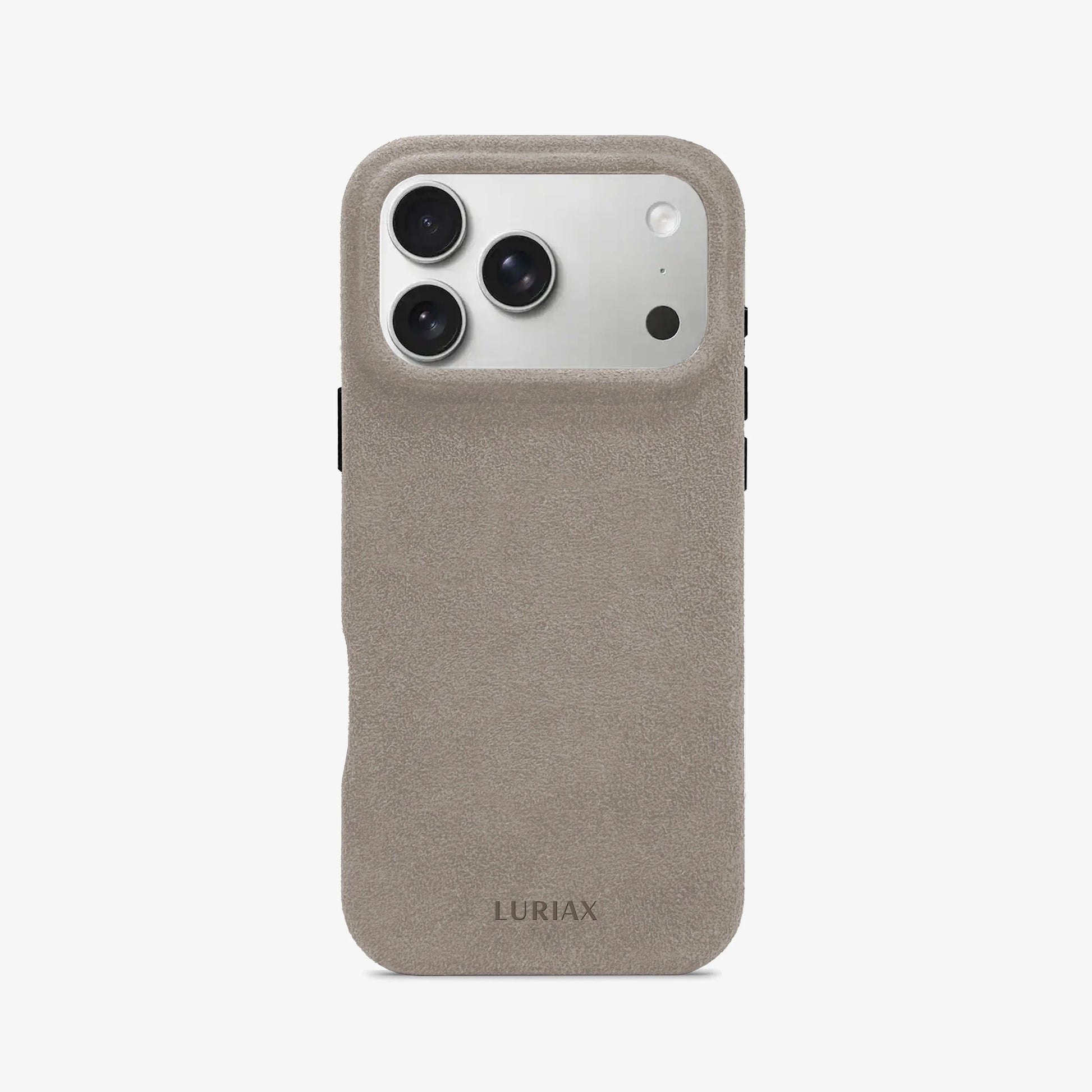 Luriax Signature Alcantara Suede iPhone 17 Pro Max Case in Malibu Beige - Face