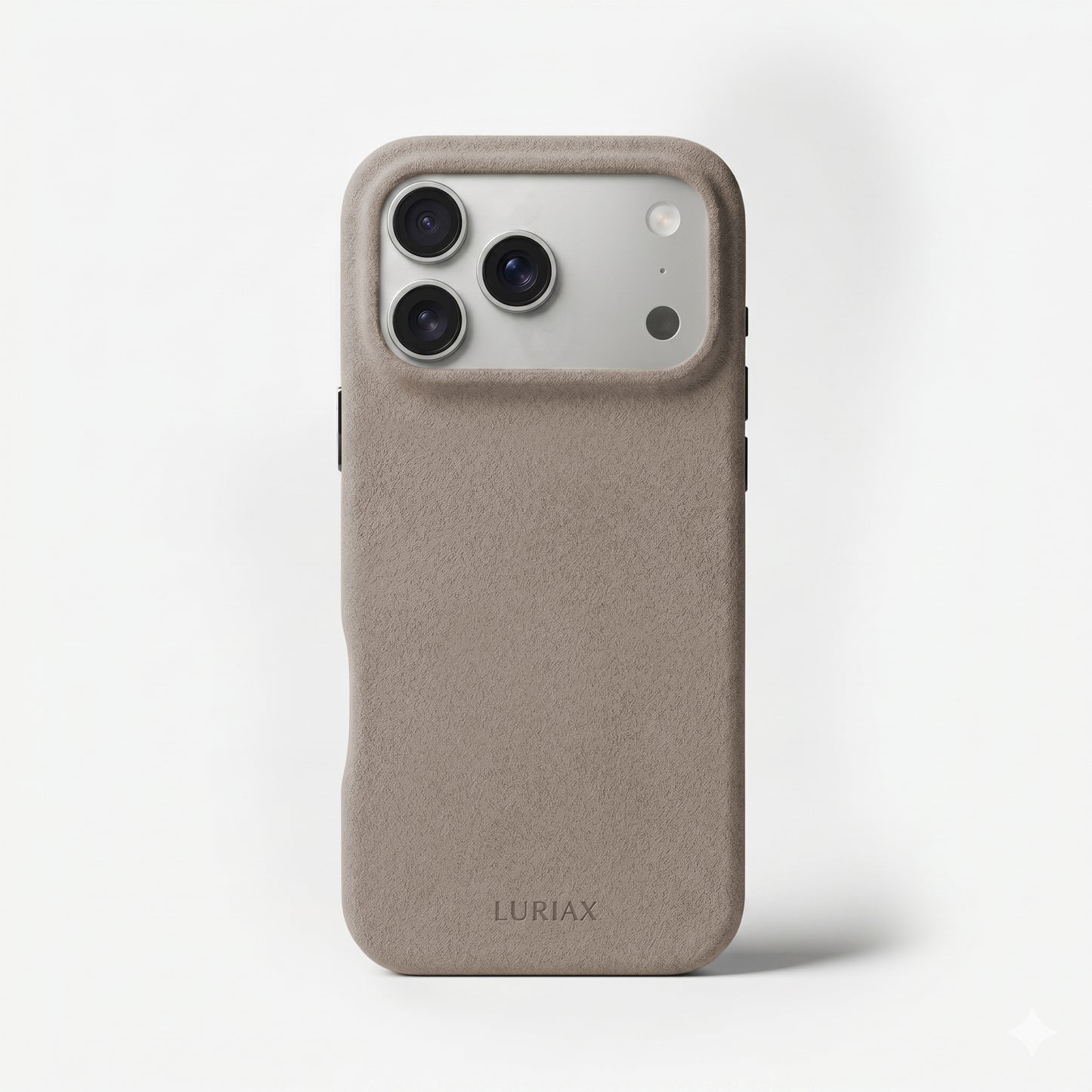 The Signature Handcrafted Case — Limited Edition iPhone 17 in Malibu Beige, Alcantara® — front view | Luriax
