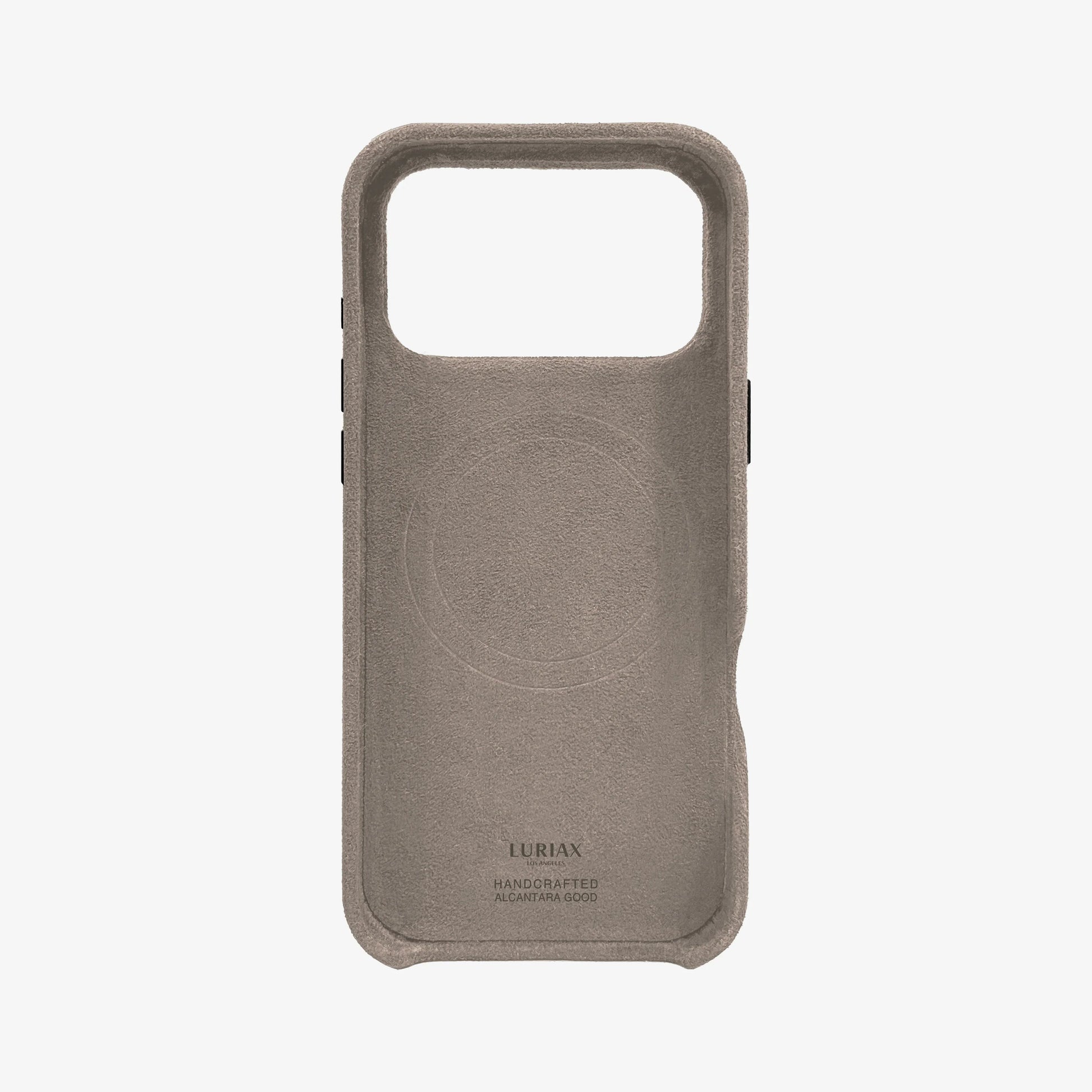 Luriax Signature Alcantara Suede iPhone 17 Pro Max Case in Malibu Beige - Inside