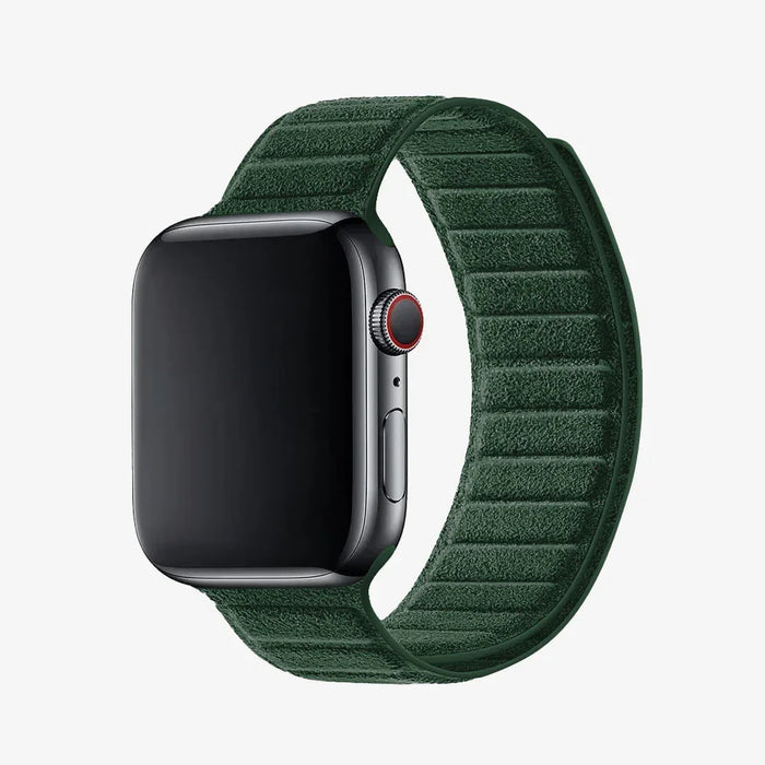The Magnetic Band in British Racing Green, Alcantara® — band detail | Luriax