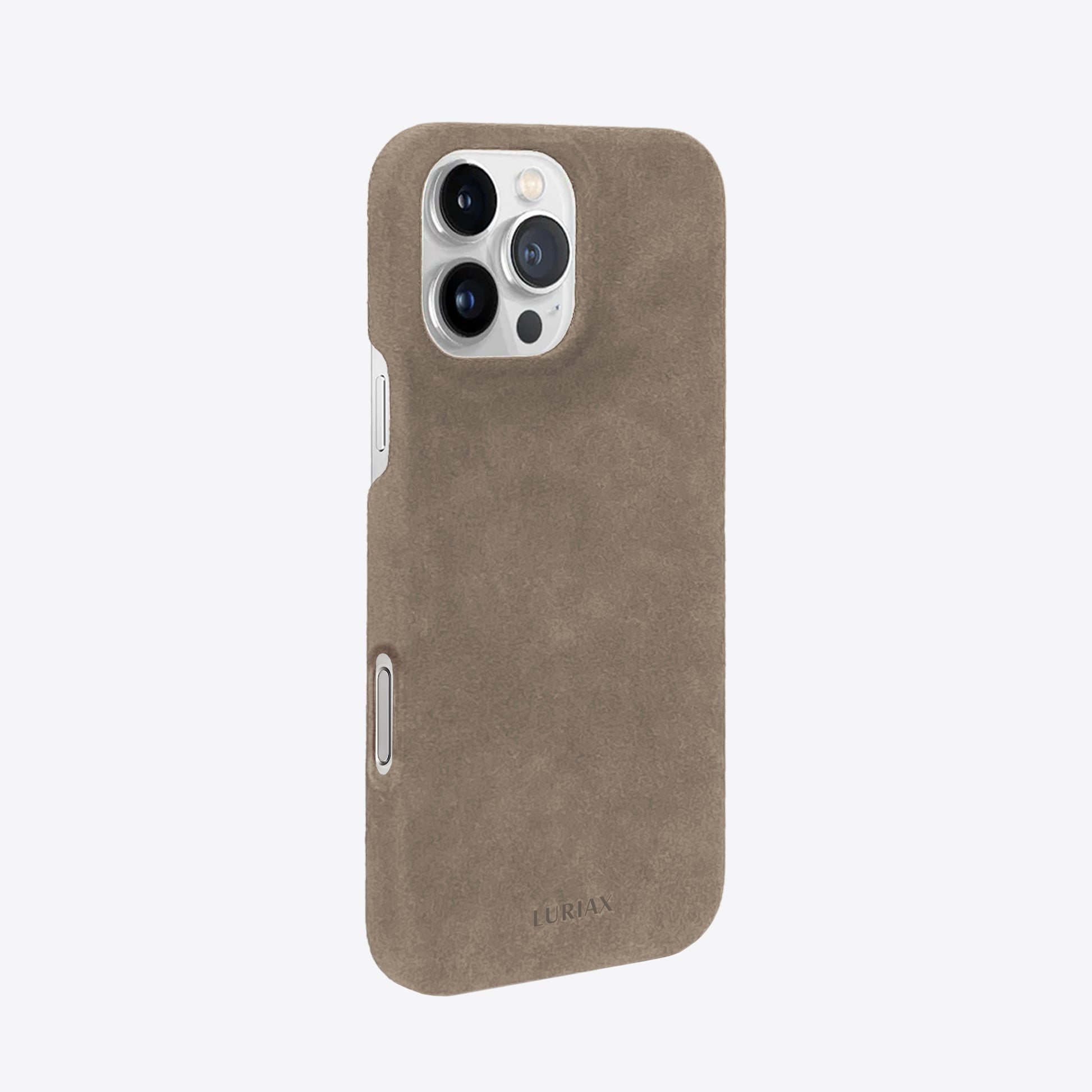 Alcantara iPhone 16 Pro Max Case Malibu Beige with camera button by Luriax