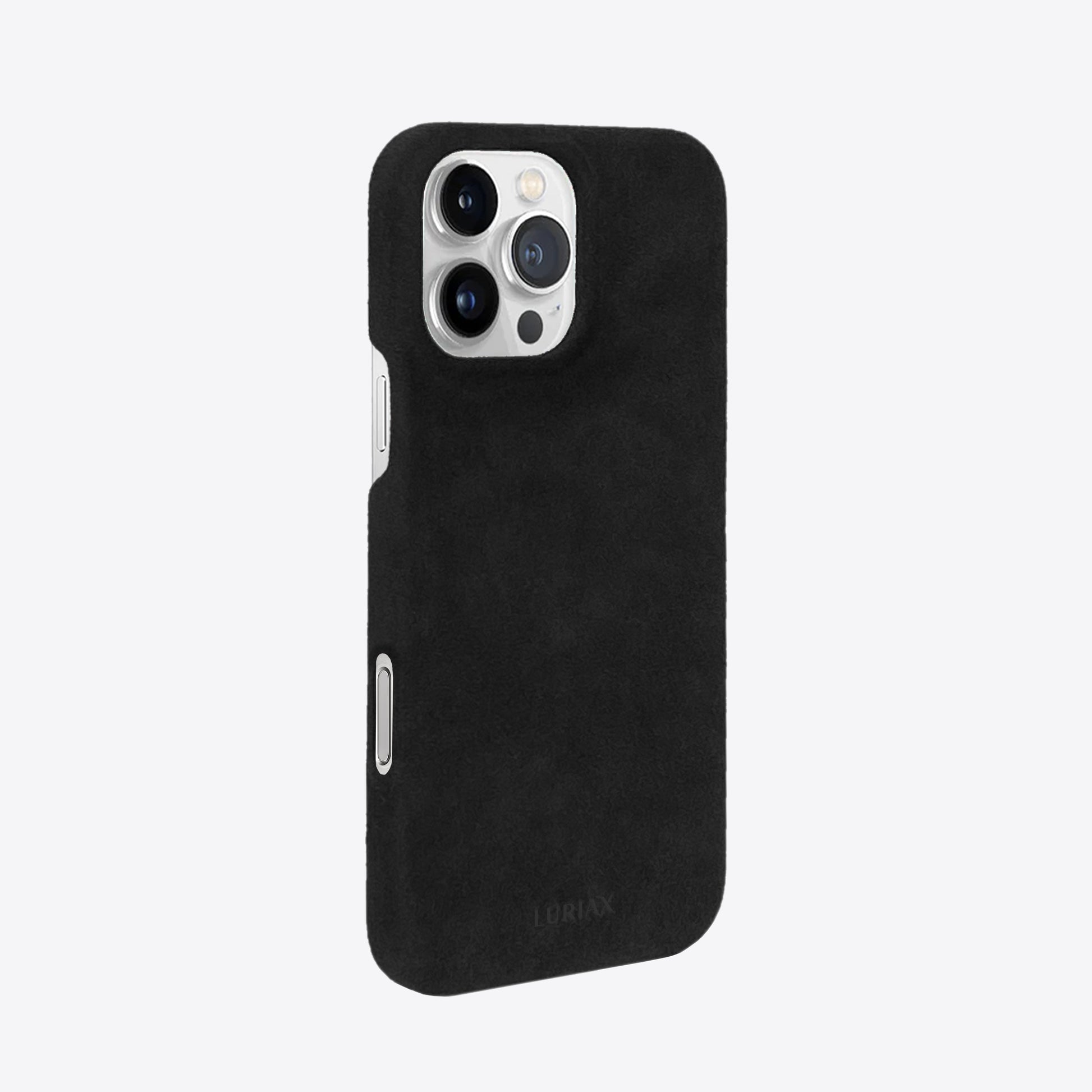 Alcantara iPhone 16 Pro Max Case Pure Black with camera button by Luriax