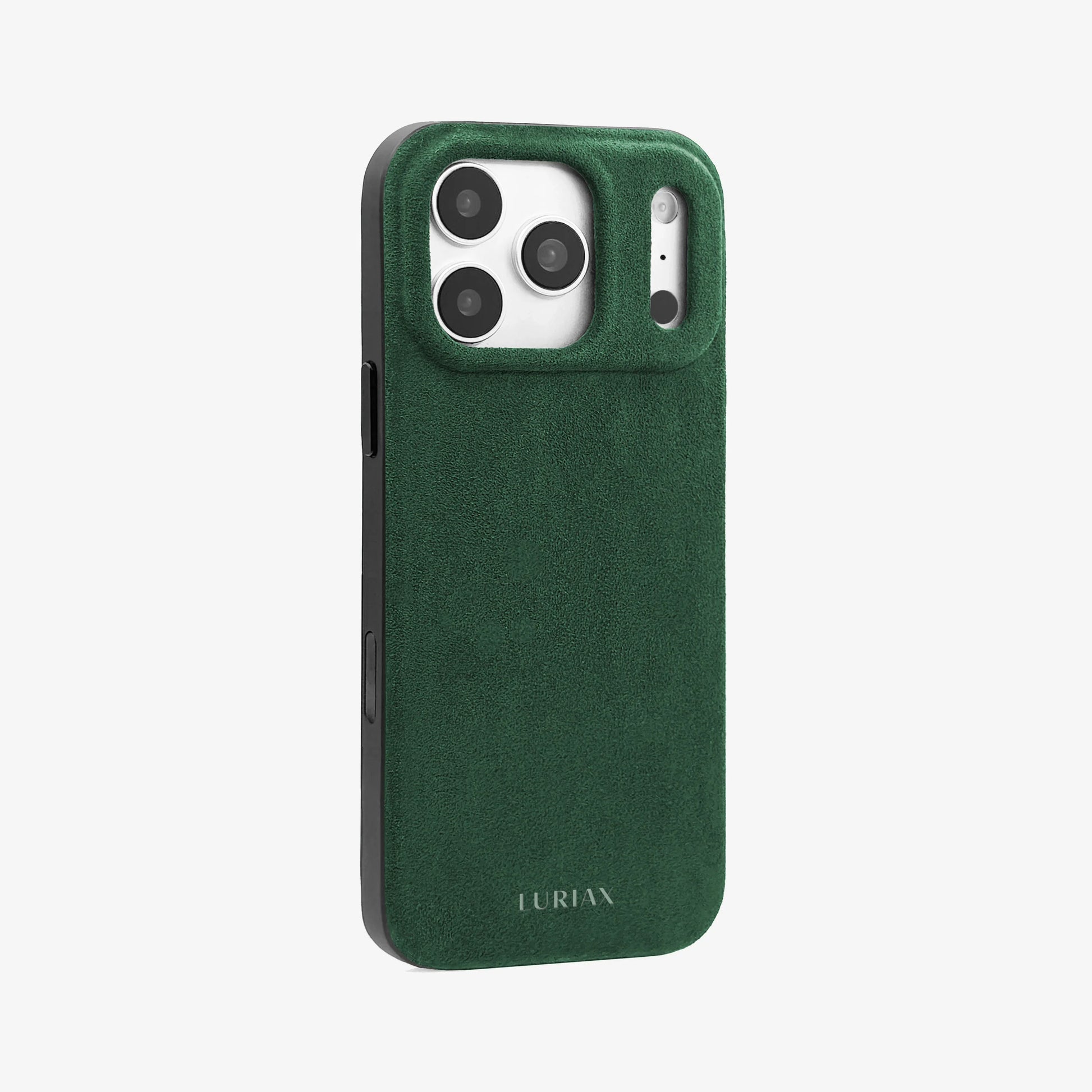 Luriax Alcantara Suede Case iPhone 17 Pro Max | British Racing Green - Side