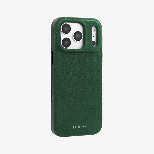 Luriax Alcantara Suede Case iPhone 17 Pro Max | British Racing Green - Side