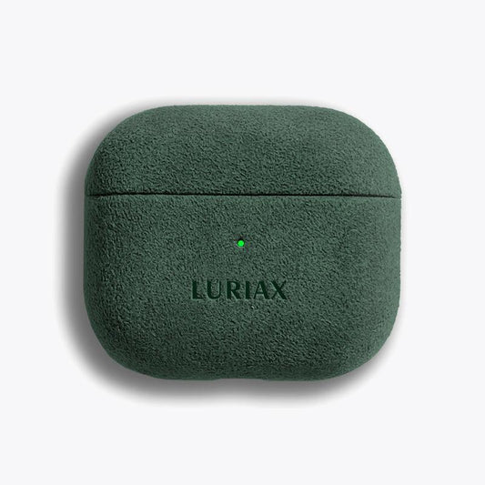 Alcantara Suede Leather iPhone Case and Accessories Collection - The AirPods 3 Case - Midnight Green - Luriax