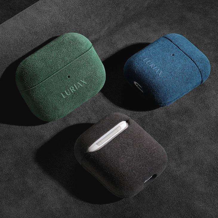 Alcantara Suede Leather iPhone Case and Accessories Collection - The AirPods 3 Case - Midnight Green - Luriax