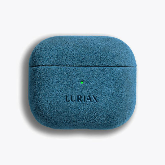Alcantara Suede Leather iPhone Case and Accessories Collection - The AirPods 3 Case - Prussian Blue - Luriax