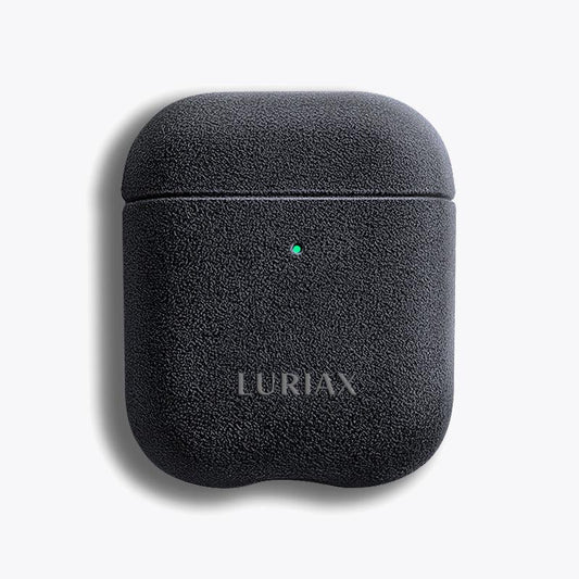 Alcantara Suede Leather iPhone Case and Accessories Collection - The AirPods Case - Charcoal Black - Luriax