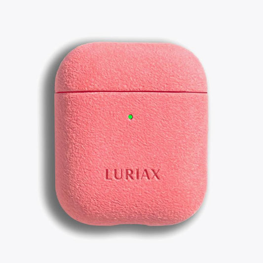 Alcantara Suede Leather iPhone Case and Accessories Collection - The AirPods Case - Coral - Luriax