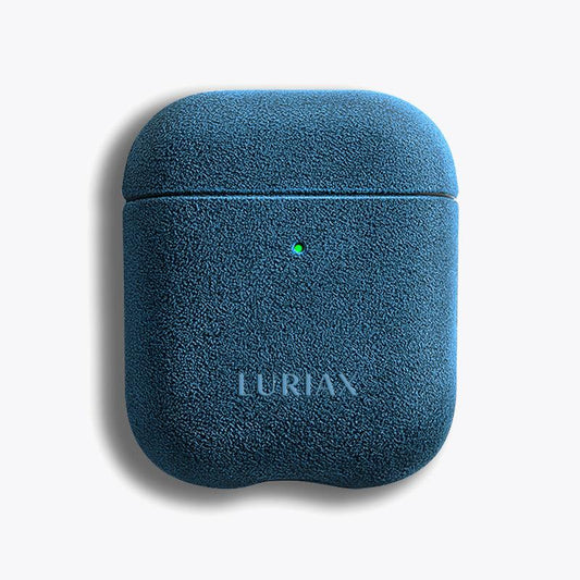 Alcantara Suede Leather iPhone Case and Accessories Collection - The AirPods Case - Prussian Blue - Luriax