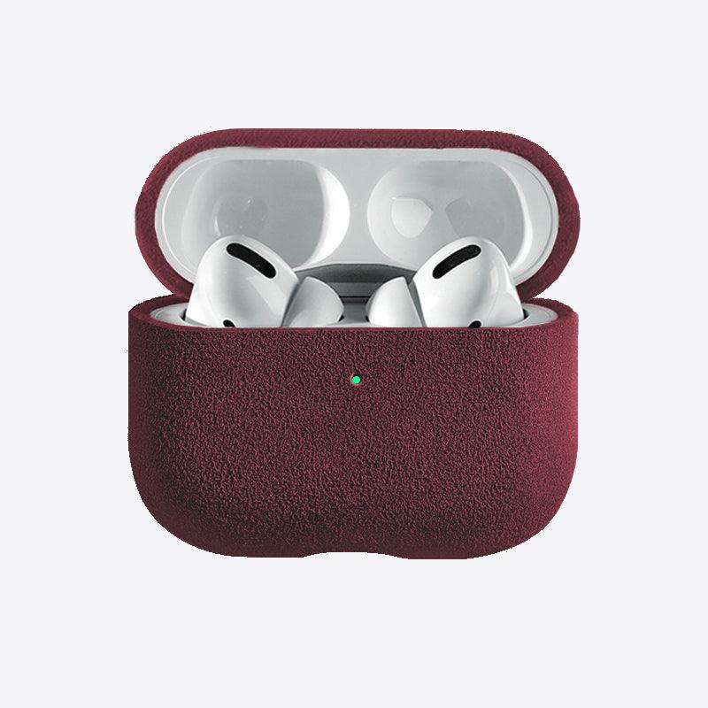 Alcantara Suede Leather iPhone Case and Accessories Collection - The AirPods Pro Case - Bordeaux - Luriax