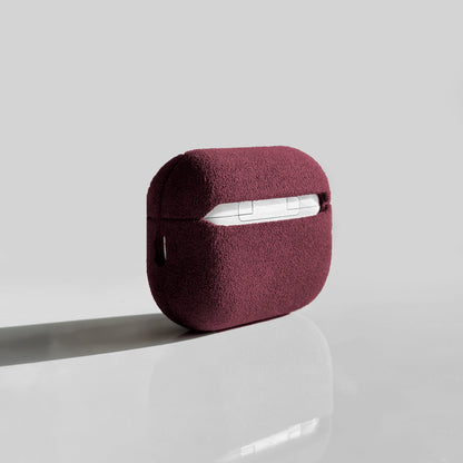Alcantara Suede Leather iPhone Case and Accessories Collection - The AirPods Pro Case - Burgundy - Luriax