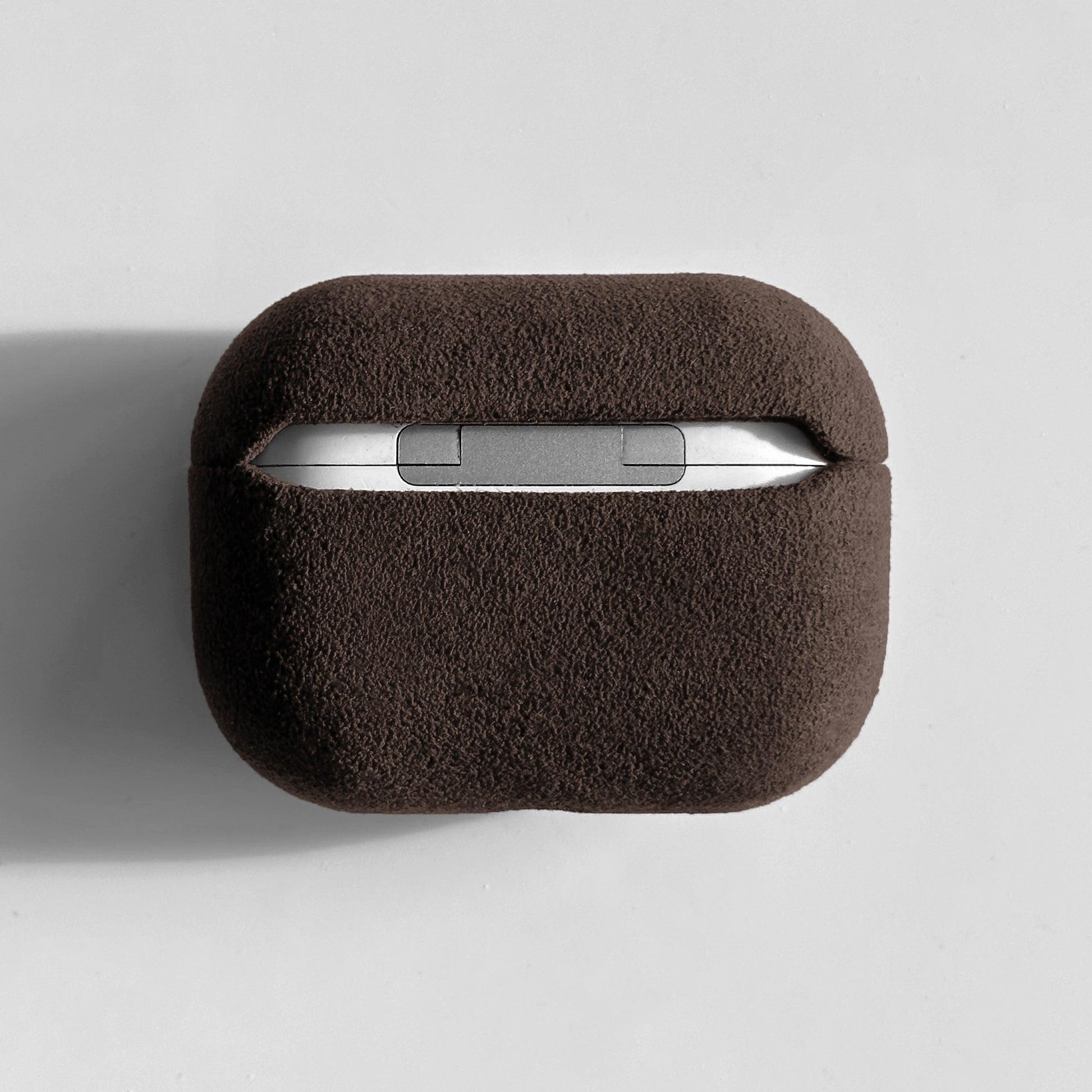 Alcantara Suede Leather iPhone Case and Accessories Collection - The AirPods Pro Case - Dark Brown - Luriax