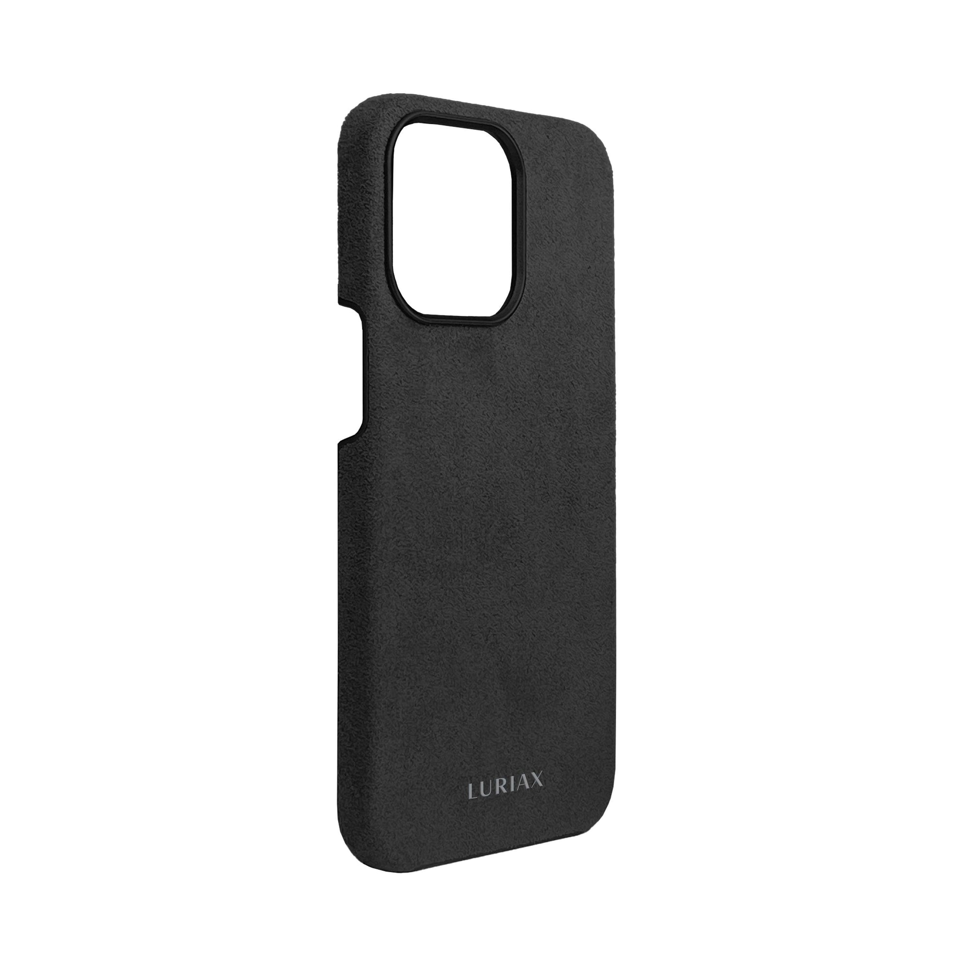 Alcantara Suede Leather iPhone Case and Accessories Collection - The Back Case - Charcoal Black - Luriax