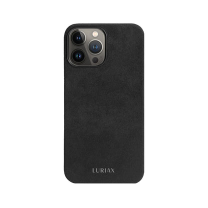 Alcantara Suede Leather iPhone Case and Accessories Collection - The Back Case - Charcoal Black - Luriax
