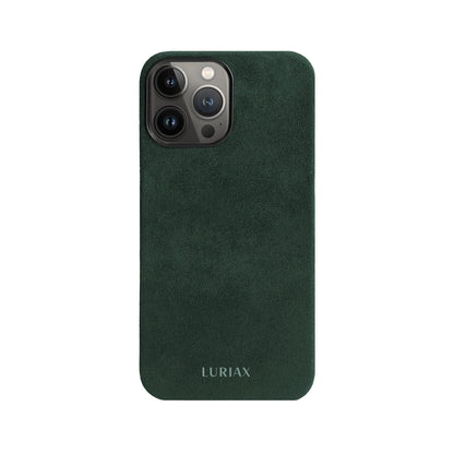 Alcantara Suede Leather iPhone Case and Accessories Collection - The Back Case - Midnight Green - Luriax