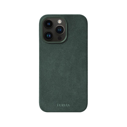 Alcantara Suede Leather iPhone Case and Accessories Collection - The Back Case - Midnight Green - Luriax