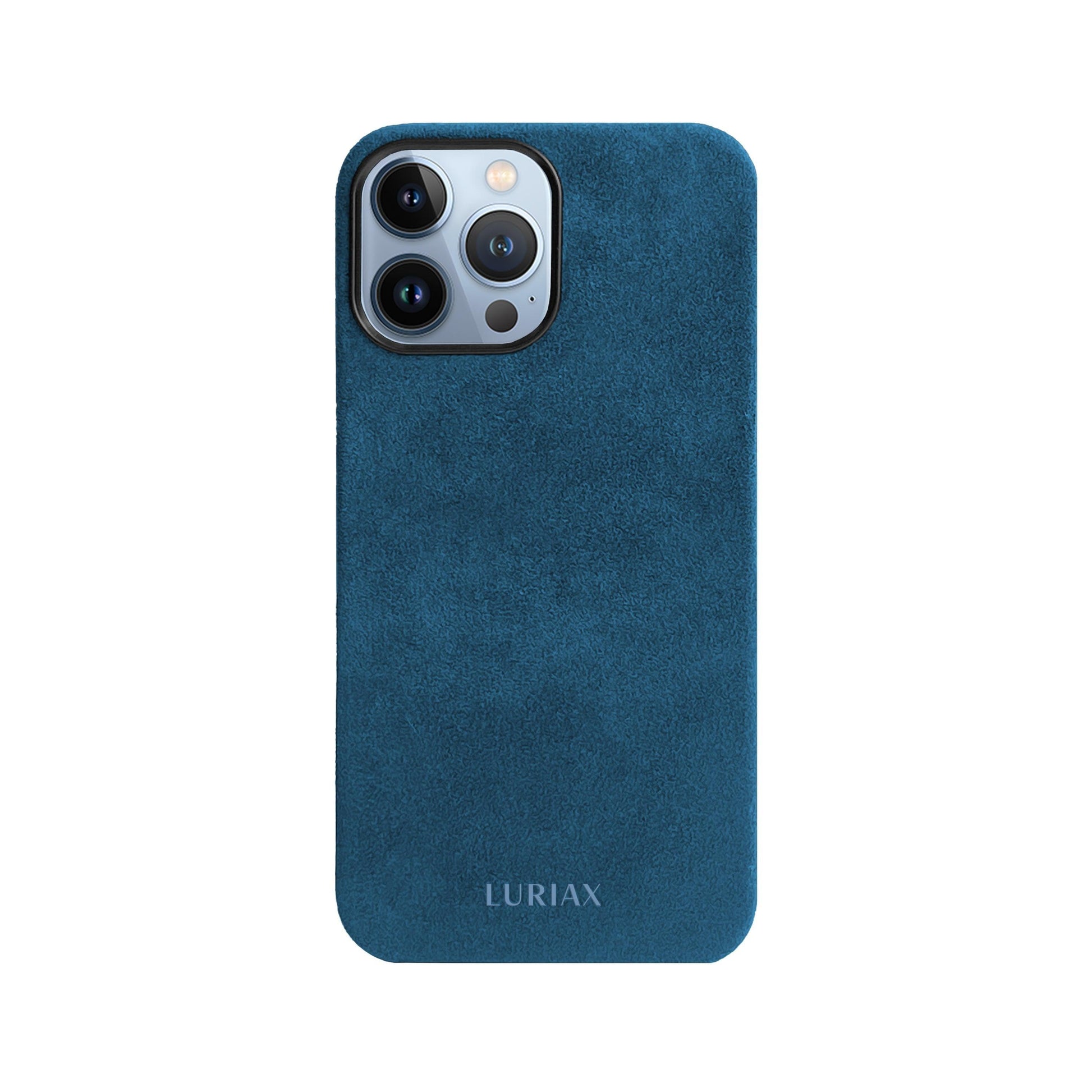 Alcantara Suede Leather iPhone Case and Accessories Collection - The Back Case - Prussian Blue - Luriax