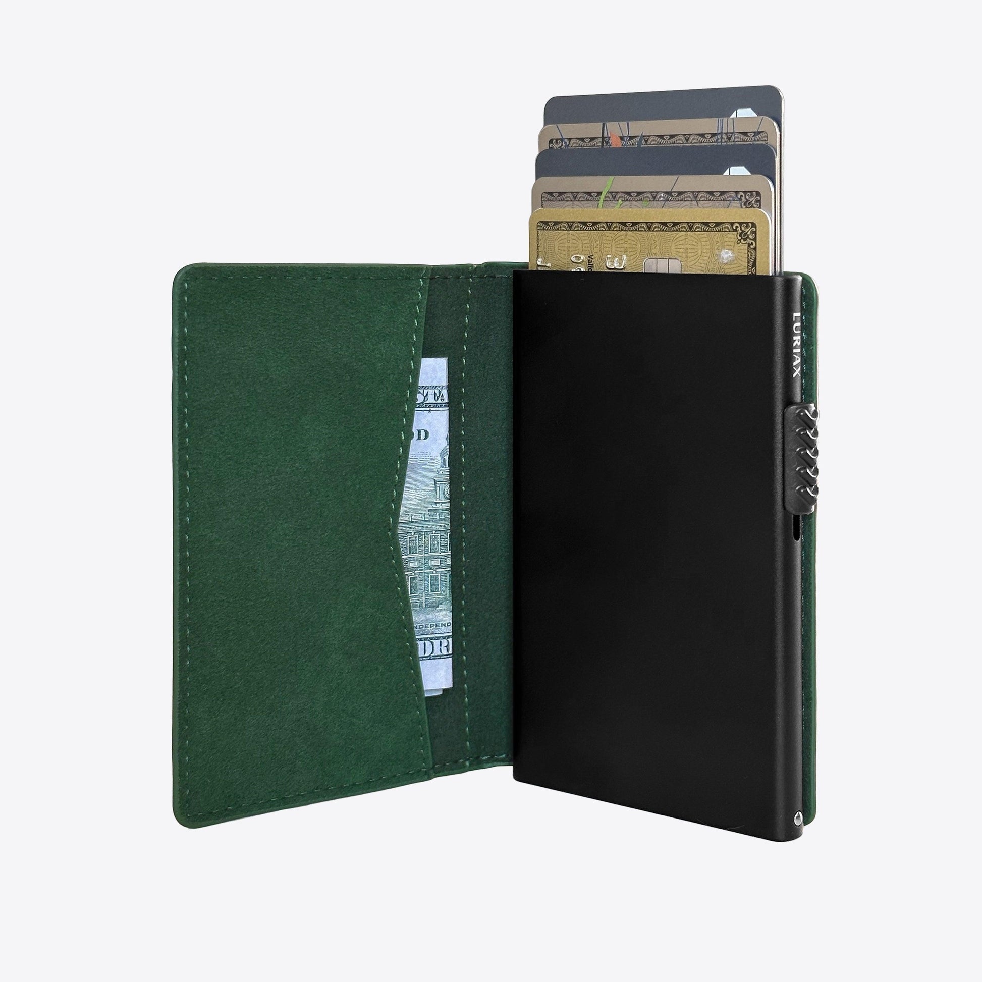 Alcantara Suede Leather iPhone Case and Accessories Collection - The Bifold Cardholder - British Racing Green - Luriax