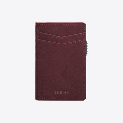 Alcantara Suede Leather iPhone Case and Accessories Collection - The Bifold Cardholder - Burgundy - Luriax