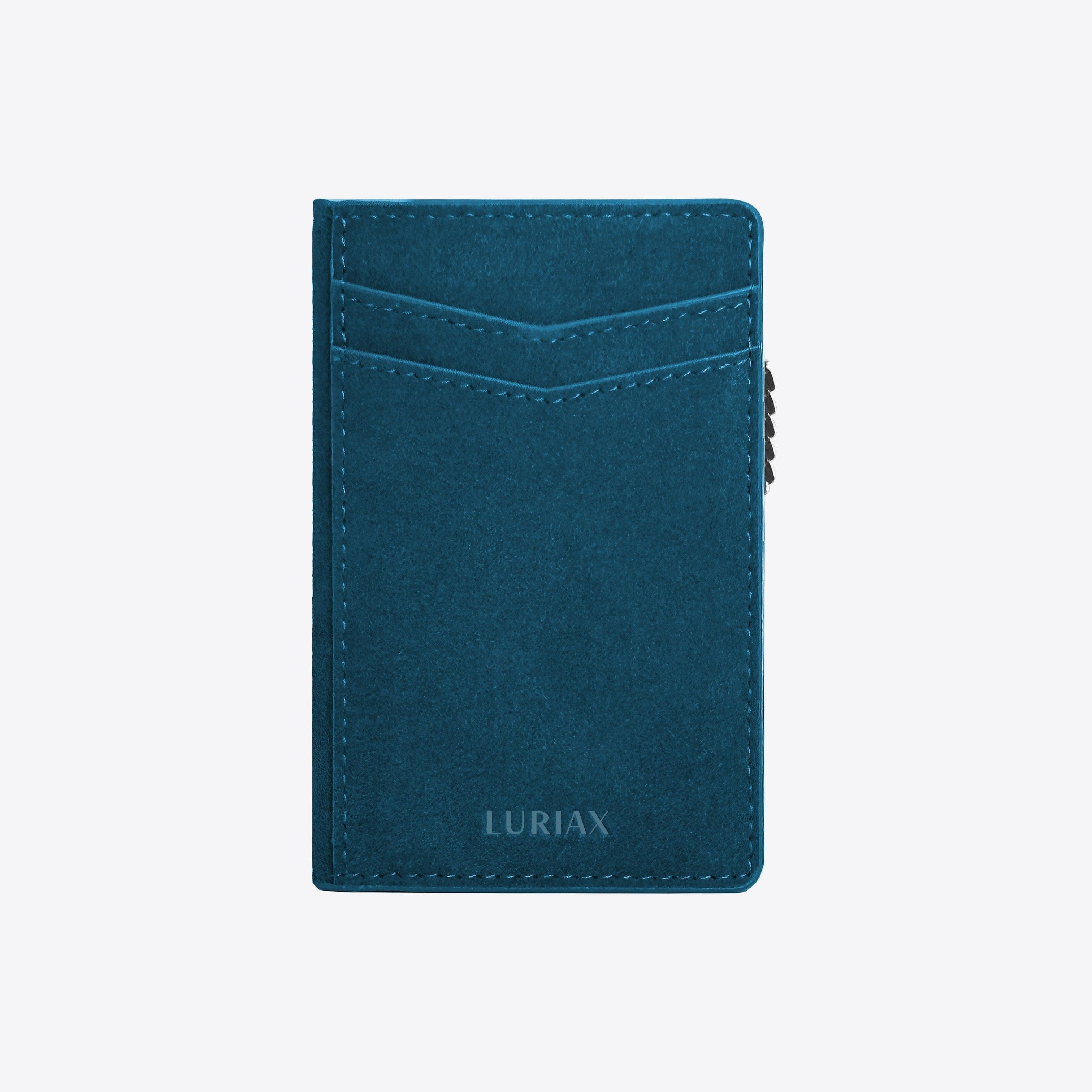 The Bifold Cardholder - Luriax - Burgundy | Alcantara 2024 Suede Leather Bifold Wallet with anodized aluminum and RFID protected