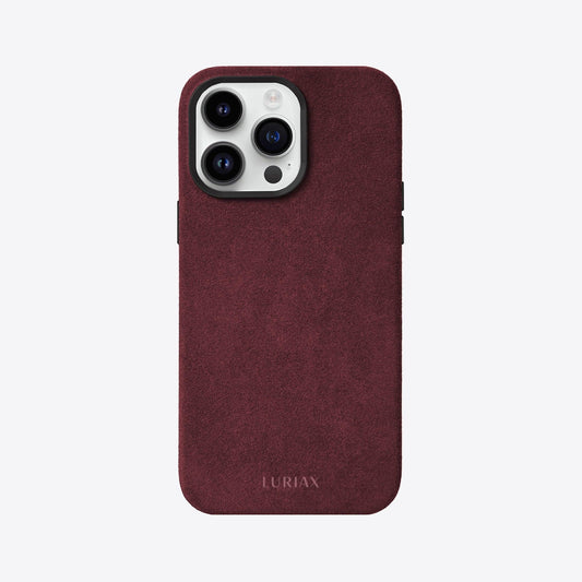 Alcantara Suede Leather iPhone Case and Accessories Collection - The Classic iPhone Case - Bordeaux - Luriax