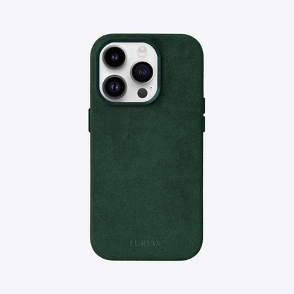 Alcantara Suede Leather iPhone Case and Accessories Collection - The Classic iPhone Case - British Racing Green - Luriax