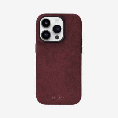 Alcantara Suede Leather iPhone Case and Accessories Collection - The Classic iPhone Case - Burgundy - Luriax