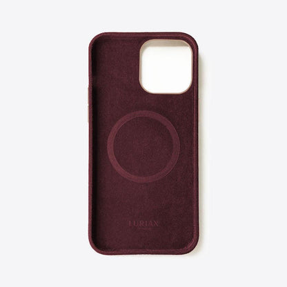 Alcantara Suede Leather iPhone Case and Accessories Collection - The Classic iPhone Case - Burgundy Rose - Luriax