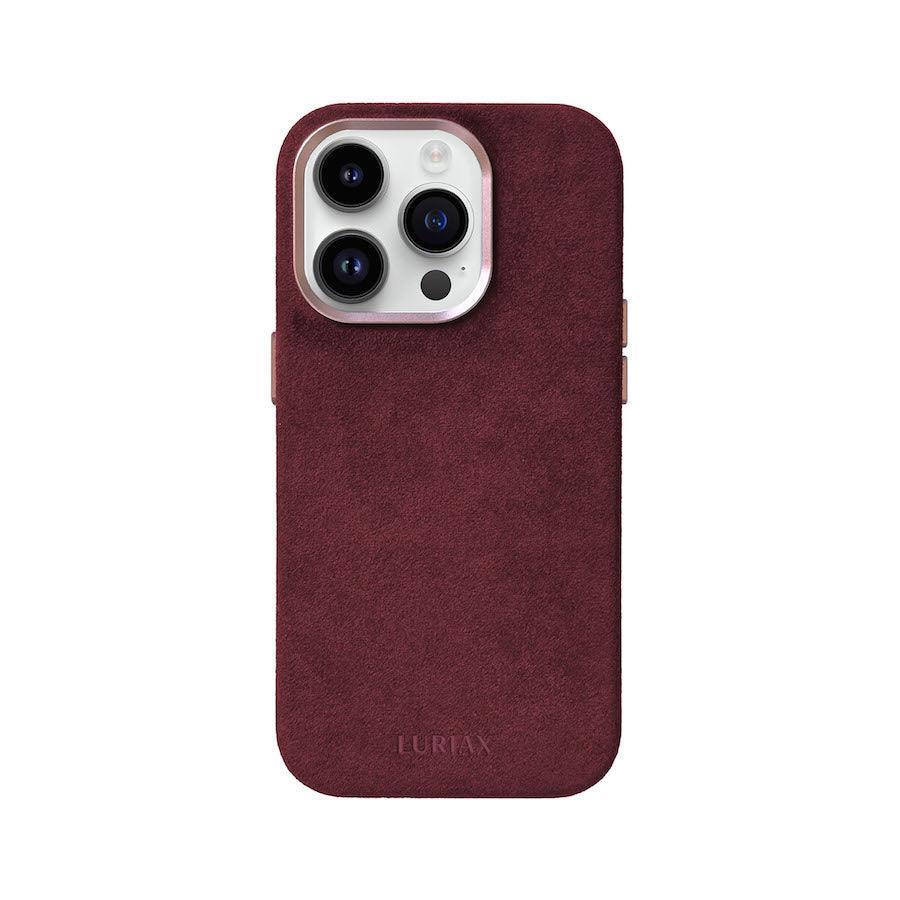 Alcantara Suede Leather iPhone Case and Accessories Collection - The Classic iPhone Case - Burgundy Rose - Luriax