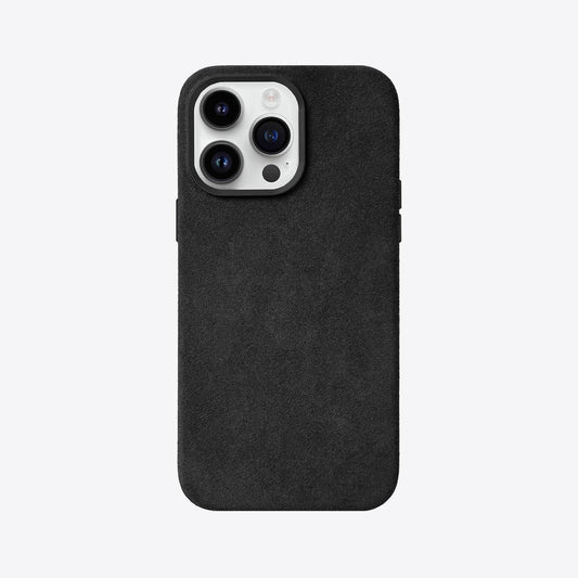 Alcantara Suede Leather iPhone Case and Accessories Collection - The Classic iPhone Case - Charcoal Black - Luriax
