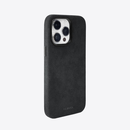 Alcantara Suede Leather iPhone Case and Accessories Collection - The Classic iPhone Case - Charcoal Black - Luriax