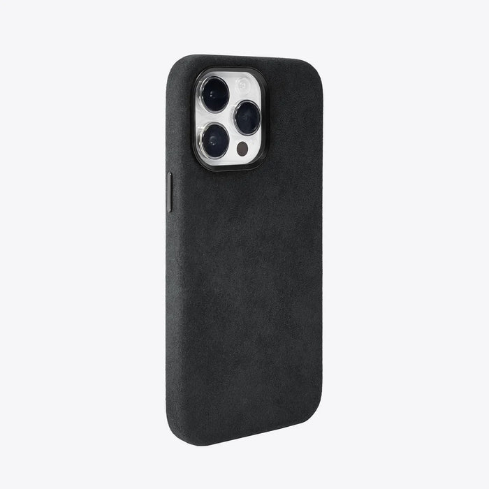 The Modern — iPhone 14 Case in Black Caviar, Alcantara® — product view | Luriax