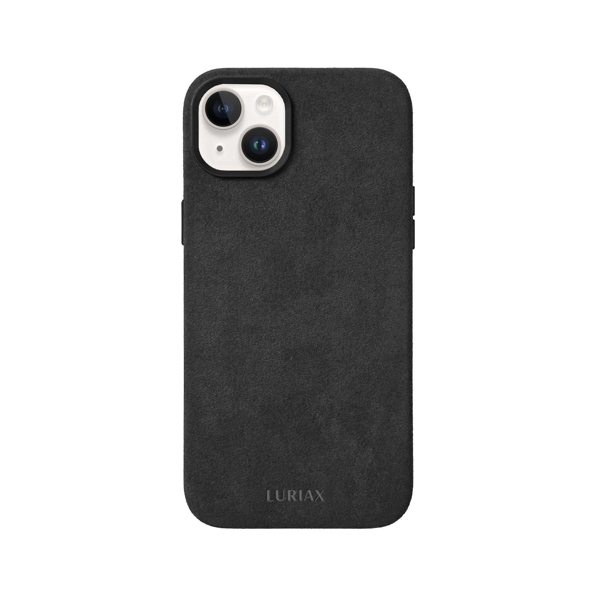 Suede iPhone 14 Case Charcoal Black Luriax Alcantara iPhone cover