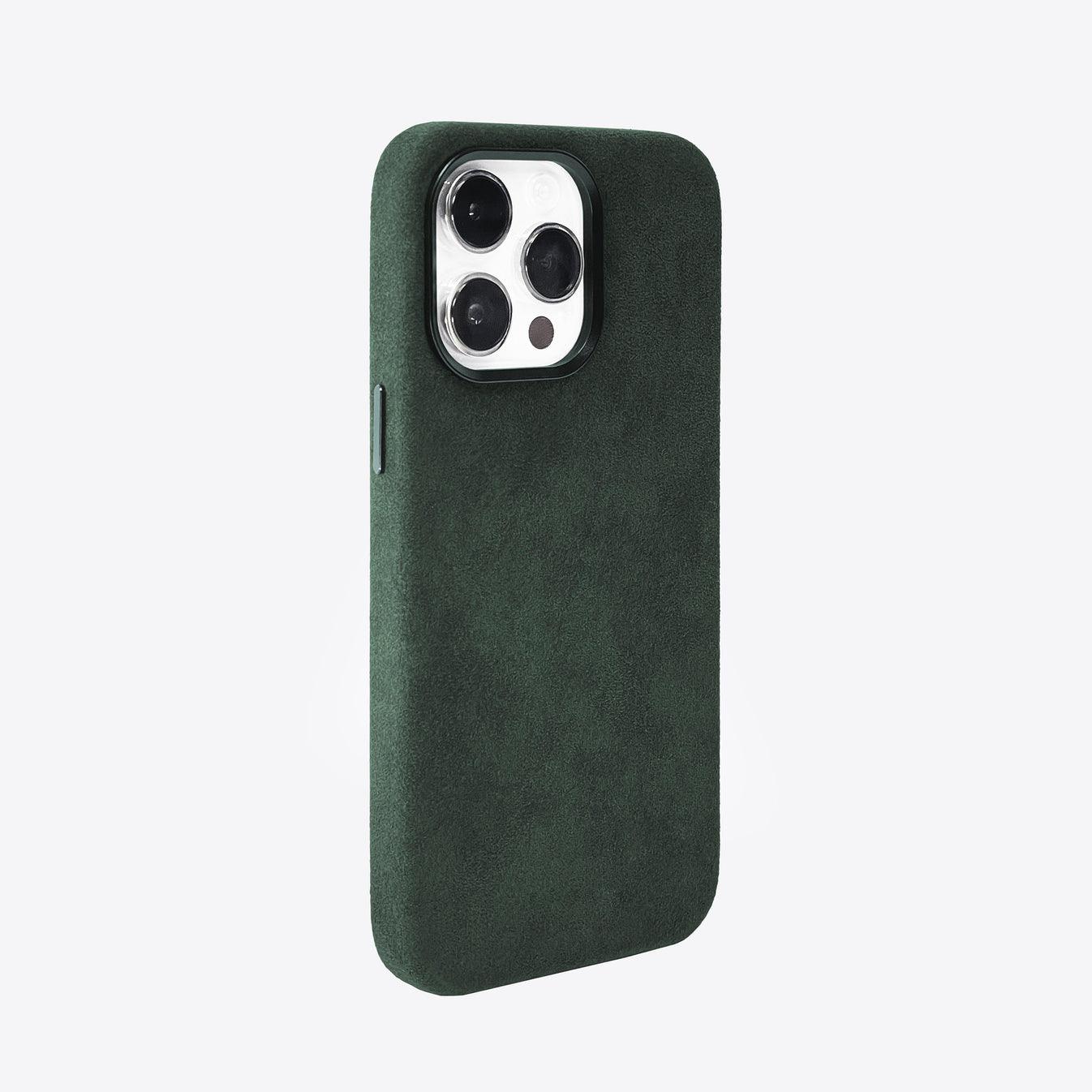 Alcantara Suede Leather iPhone Case and Accessories Collection - The Classic iPhone Case - Midnight Green - Luriax