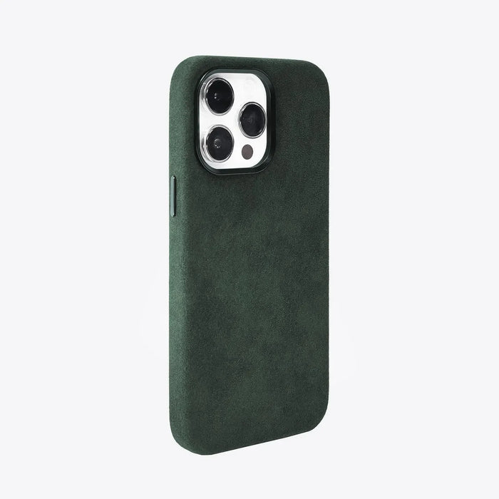The Modern — iPhone 14 Case in Midnight Green, Alcantara® — product view | Luriax