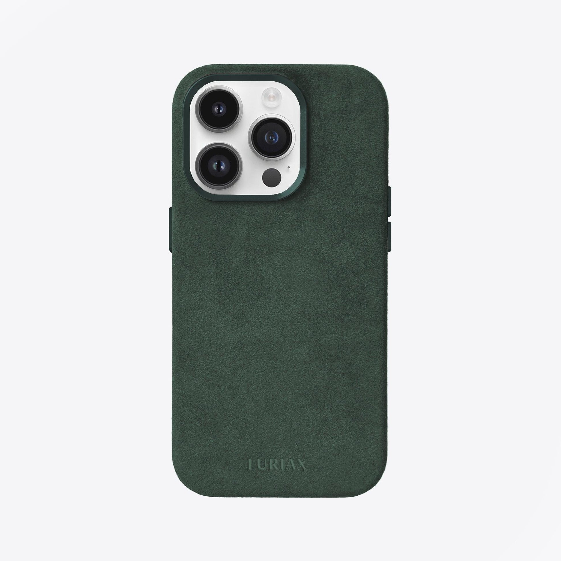 Alcantara Suede Leather iPhone Case and Accessories Collection - The Classic iPhone Case - Midnight Green - Luriax