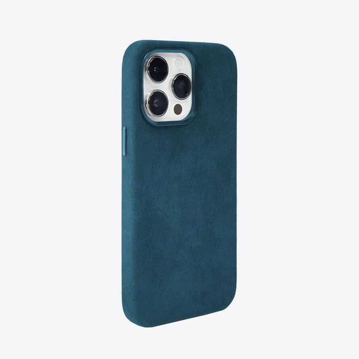 The Modern — iPhone 14 Case in Prussian Blue, Alcantara® — product view | Luriax