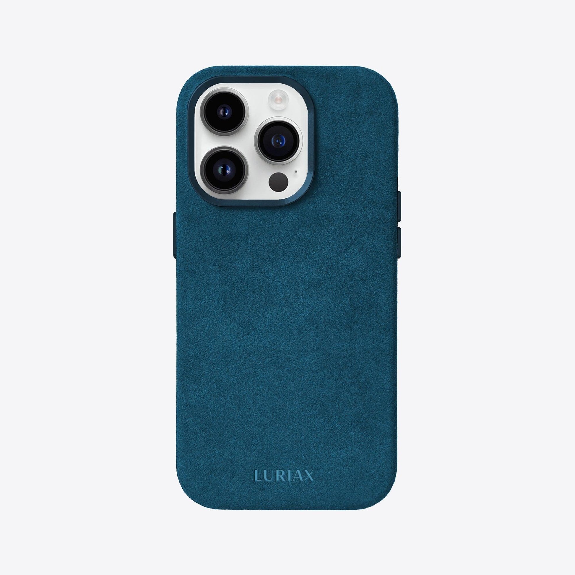 Alcantara Suede Leather iPhone Case and Accessories Collection - The Classic iPhone Case - Prussian Blue - Luriax