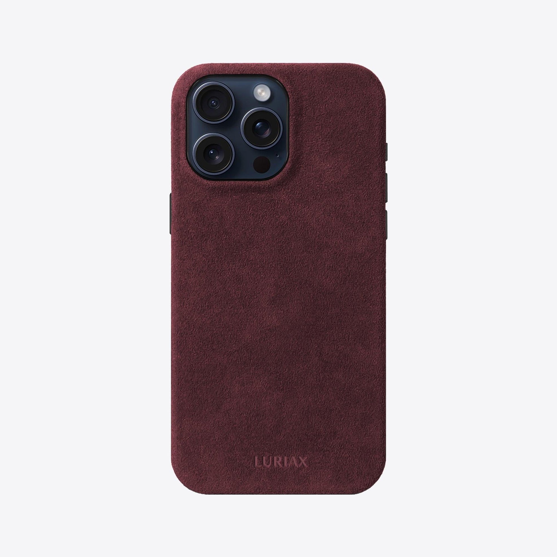 Alcantara  iPhone  16 Pro Max Case on space blue - The Classic iPhone Case V2 - Bordeaux - Luriax