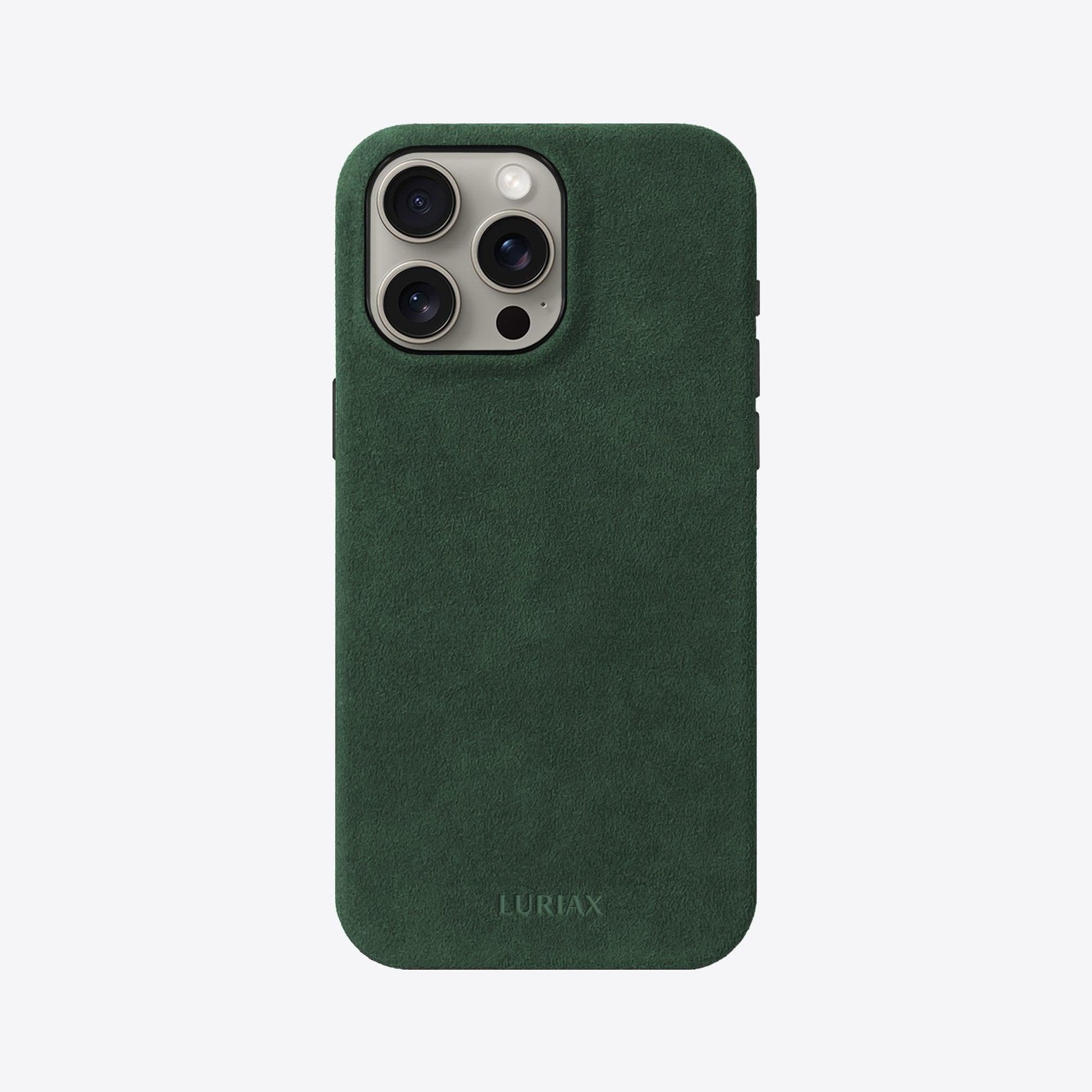 Alcantara Suede Leather iPhone Case and Accessories Collection - The Classic iPhone Case V2 - British Racing Green - Luriax