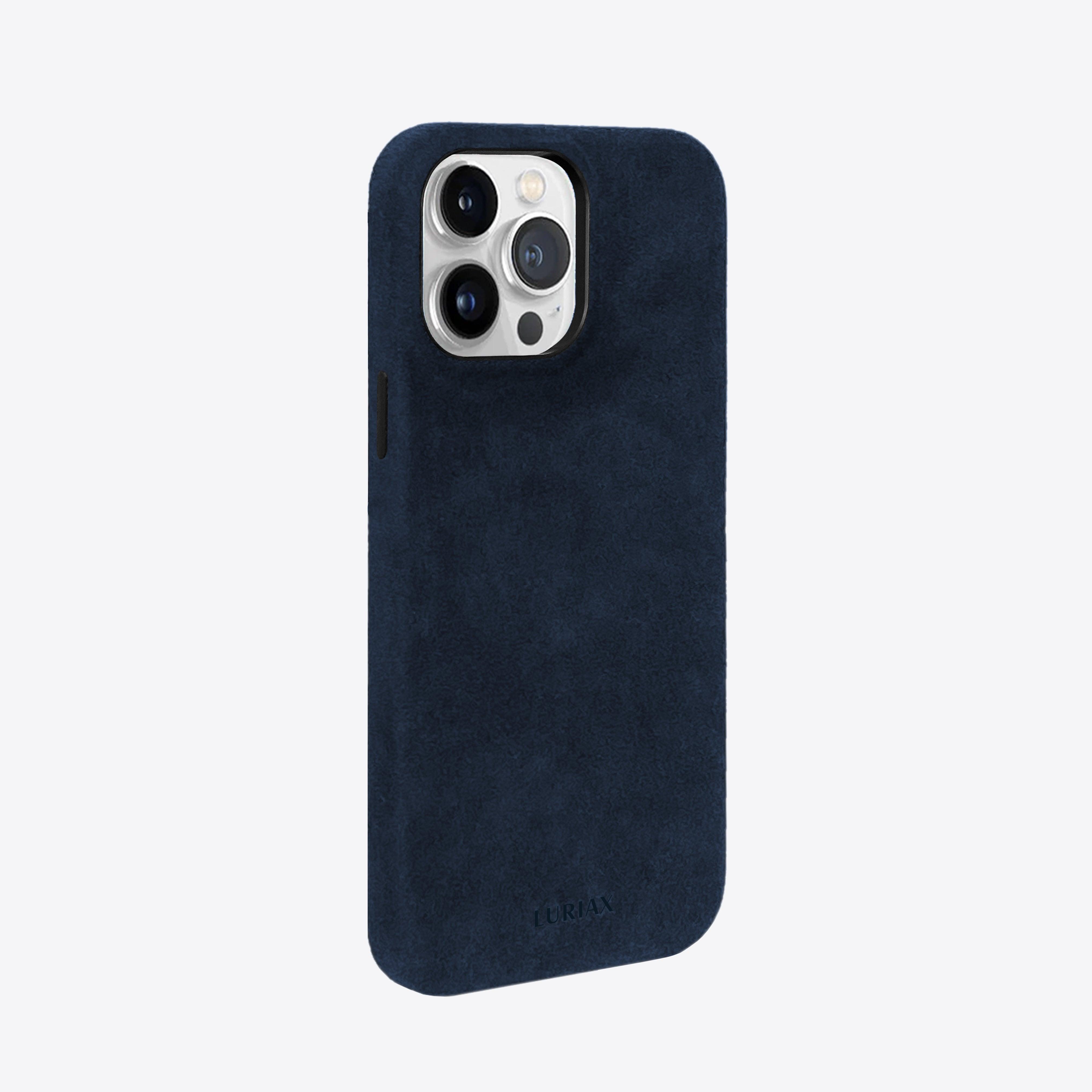 Alcantara Suede iPhone 15 Pro Max Case Dark Blue Luriax Phone Cover