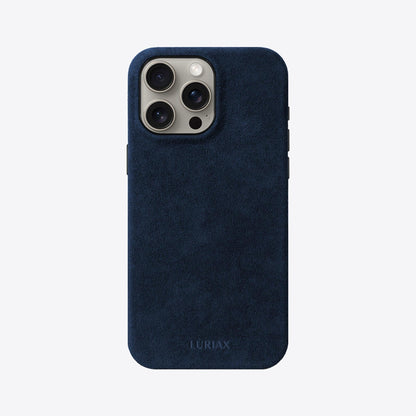 Alcantara Suede Leather iPhone Case and Accessories Collection - The Classic iPhone Case V2 - Dark Blue - Luriax