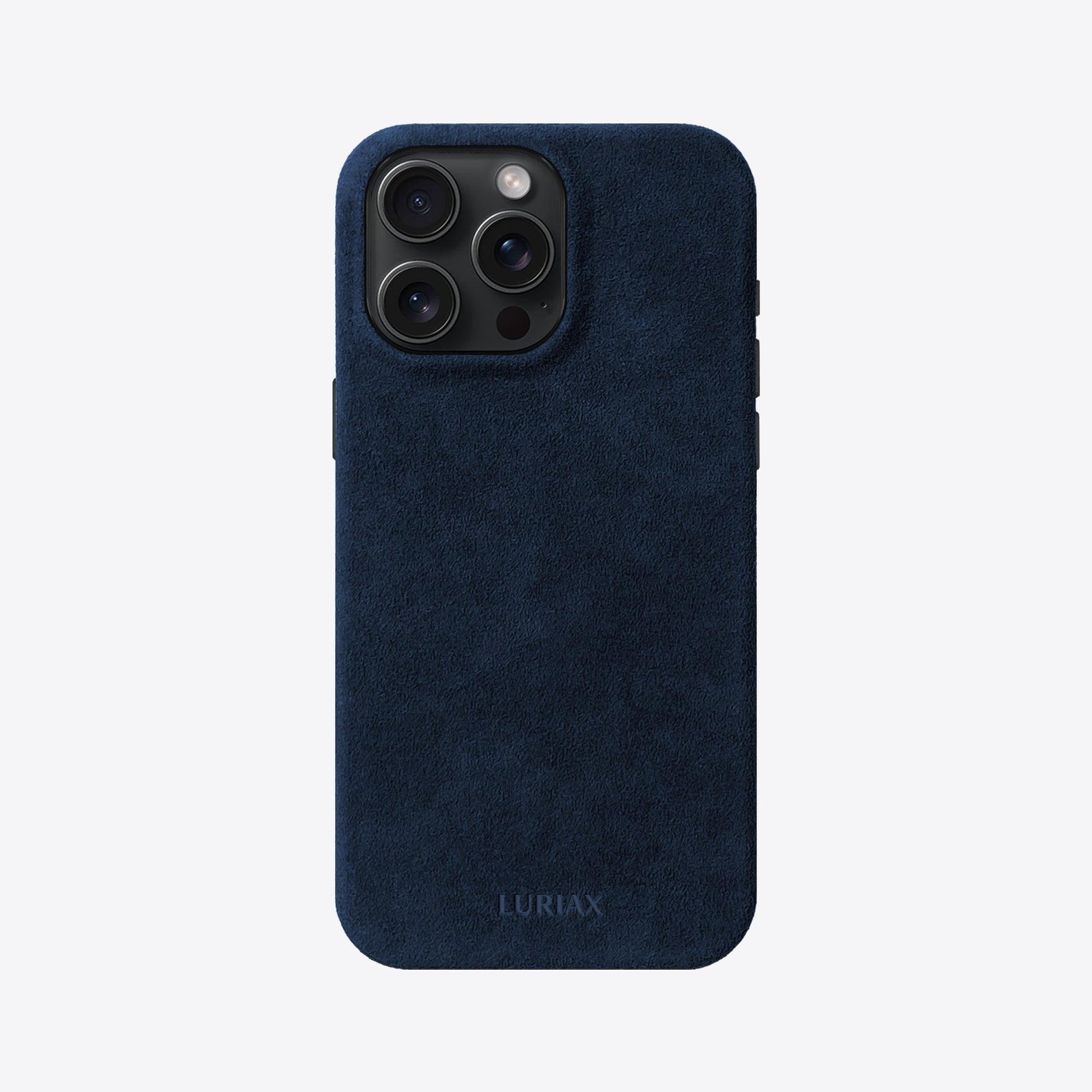 Alcantara Suede Leather iPhone Case and Accessories Collection - The Classic iPhone Case V2 - Dark Blue - Luriax