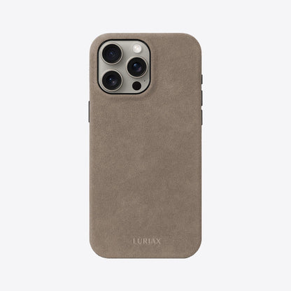Alcantara Suede Leather iPhone Case and Accessories Collection - The Classic iPhone Case V2 - Malibu Beige - Luriax