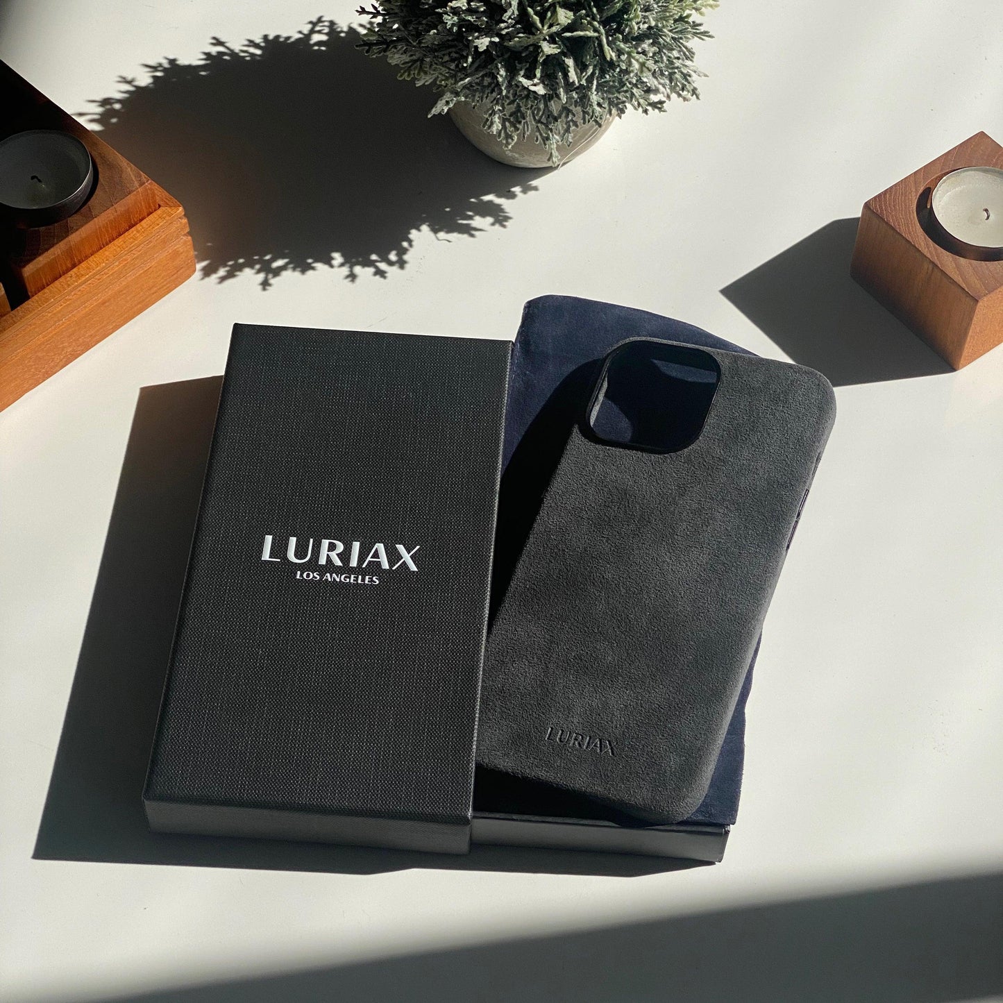 Alcantara Suede Leather iPhone Case and Accessories Collection - The iPhone 12 Series Case - Charcoal Black - Luriax