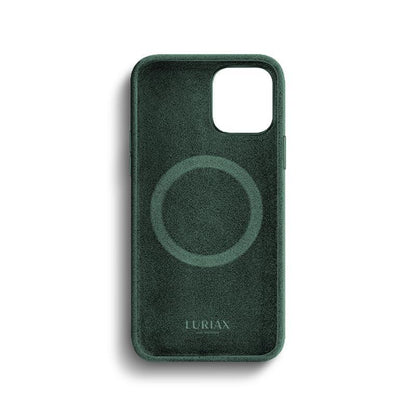 Alcantara Suede Leather iPhone Case and Accessories Collection - The iPhone 12 Series Case - Midnight Green - Luriax